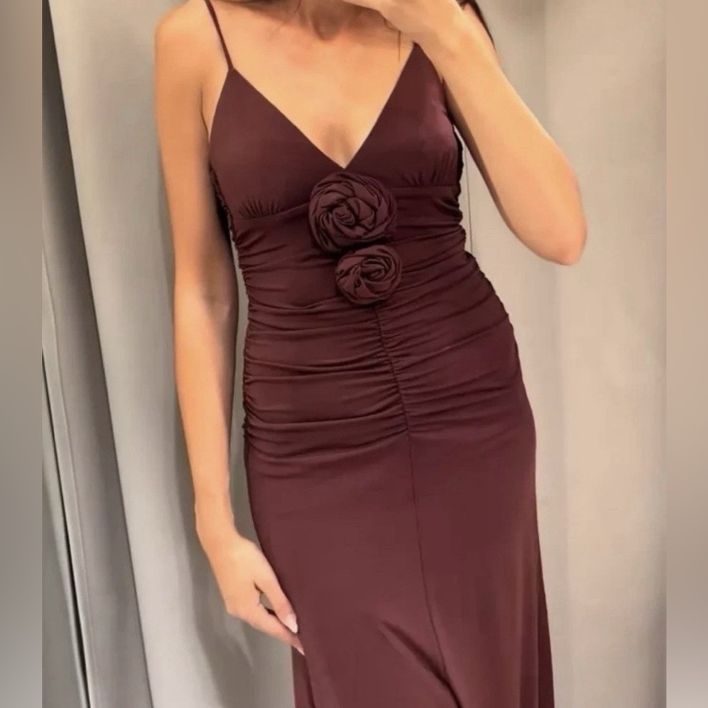 Zara Rosette Knit Maxi Dress